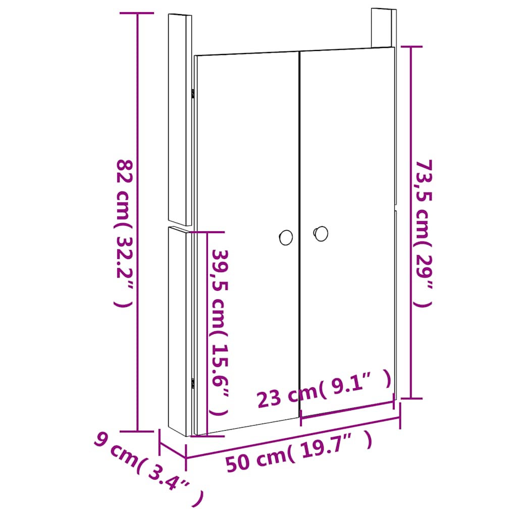 Vanjska kuhinjska vrata MEPPEL 2 kom crna 50x9x82 cm masivna borovina