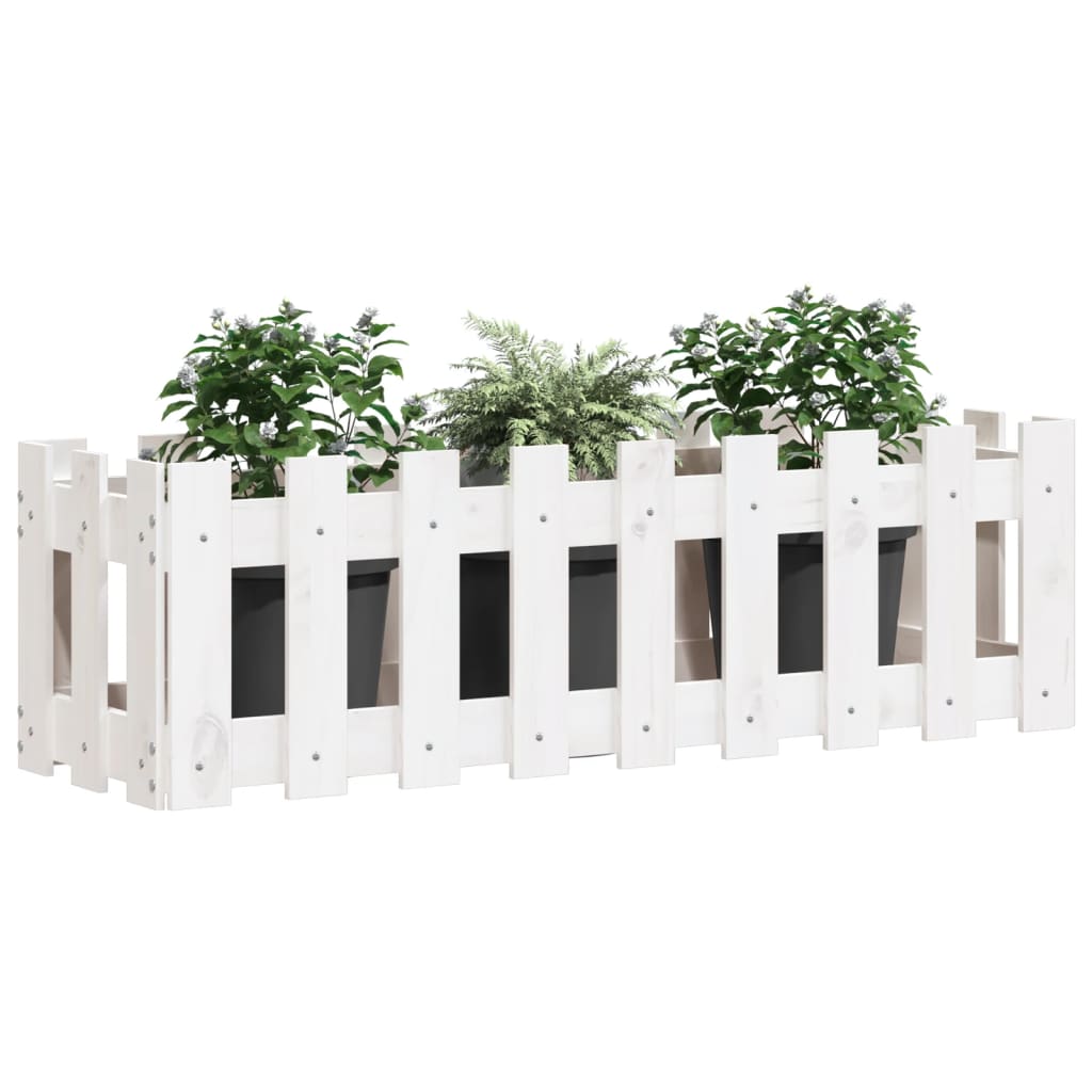 Povišena vrtna gredica bijela 100x30x30 cm masivna borovina