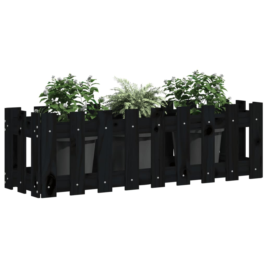 Povišena vrtna gredica crna 100x30x30 cm masivna borovina