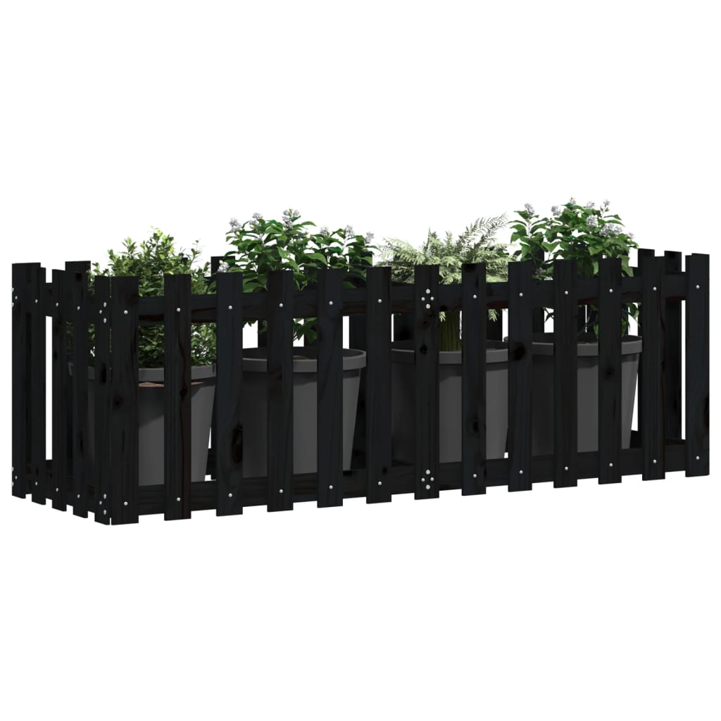 Povišena vrtna gredica crna 150x50x50 cm masivna borovina