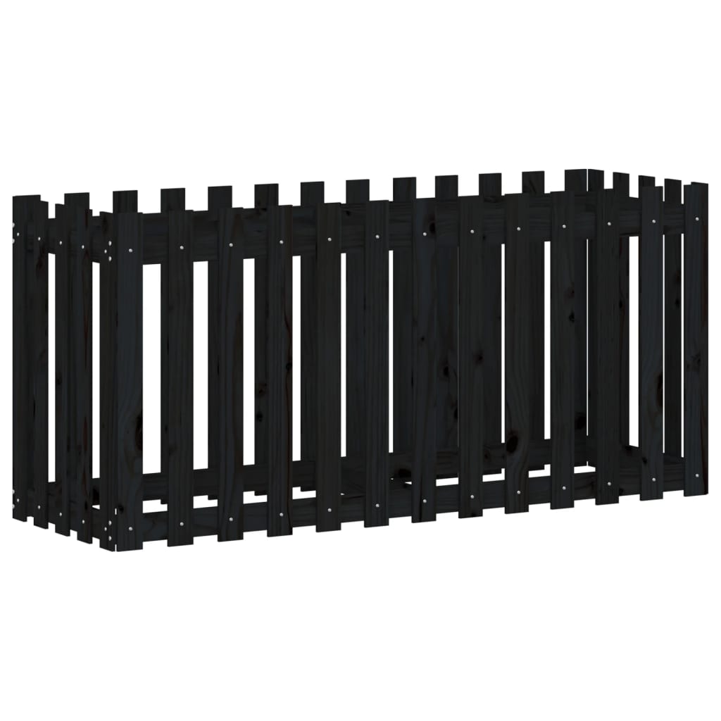 Povišena vrtna gredica crna 150 x 50 x 70 cm masivna borovina