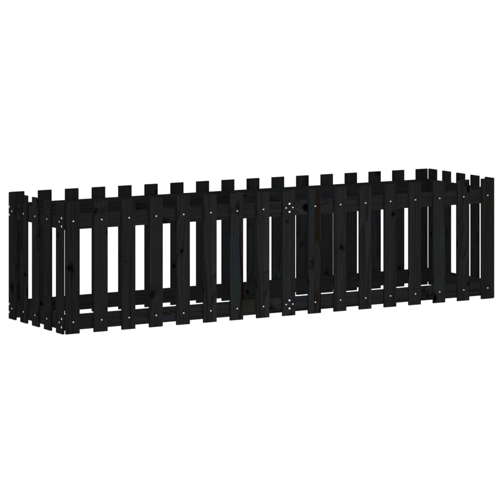 Povišena vrtna gredica crna 200x50x50 cm masivna borovina