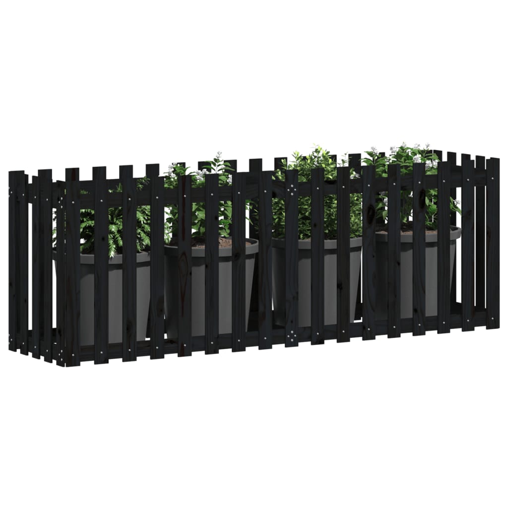 Povišena vrtna gredica crna 200x50x70 cm masivna borovina