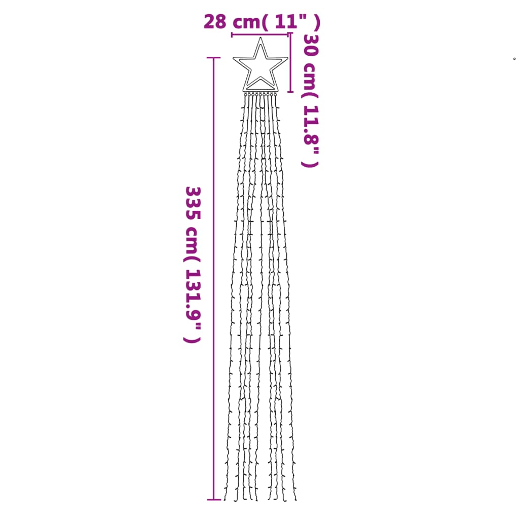 Svjetlo za božićno drvce 320 LED toplo bijelo 375 cm