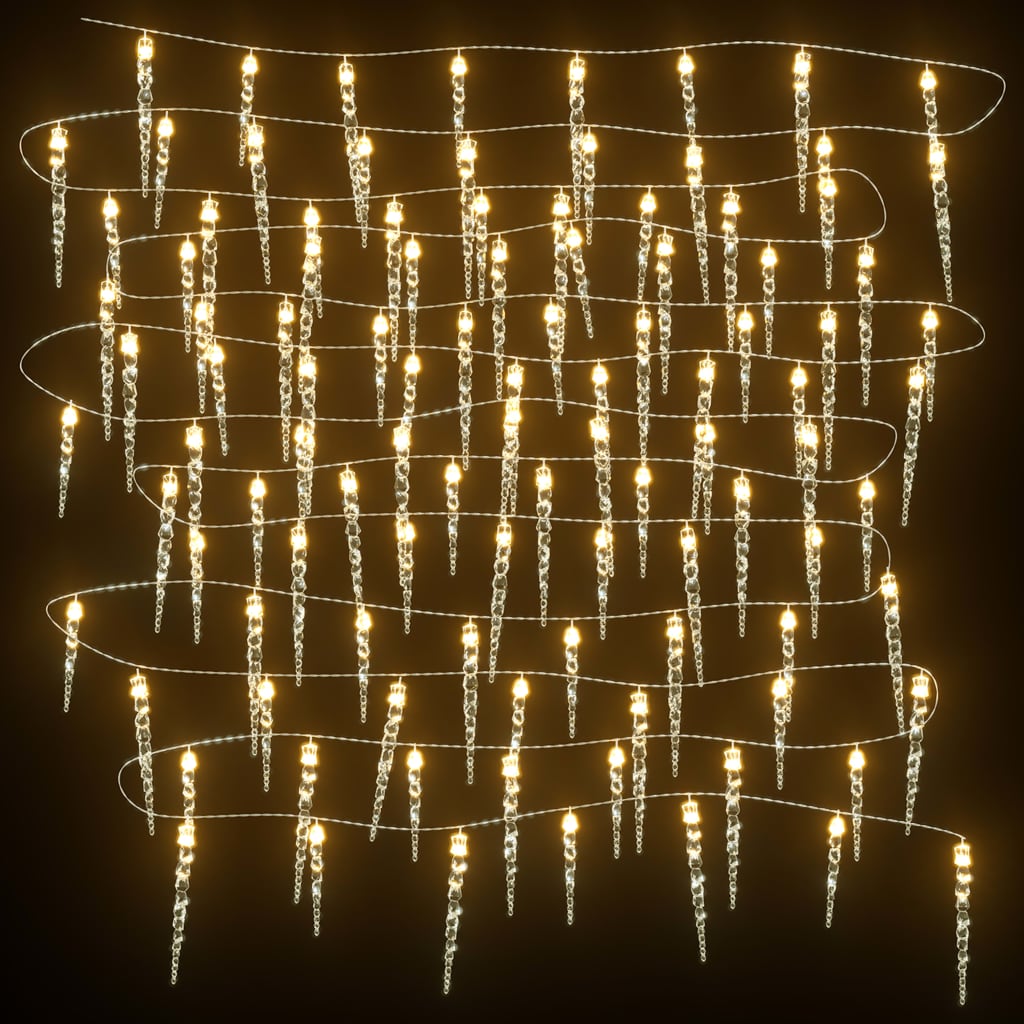 Božićna lampica u obliku ledenice 100 LED dioda toplo bijela 10 m akril PVC