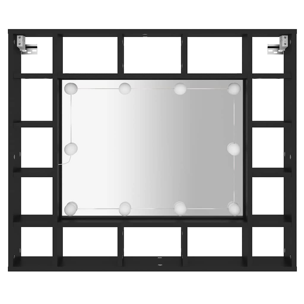 LED ormarić s ogledalom crni 91 x 15 x 76,5 cm