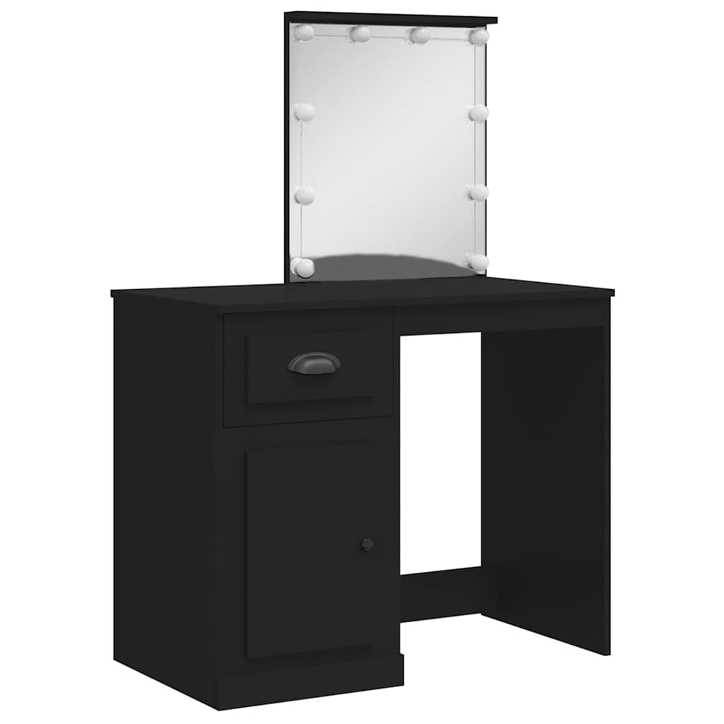 Toaletni stolić s LED svjetlima crni 90 x 42 x 132,5 cm