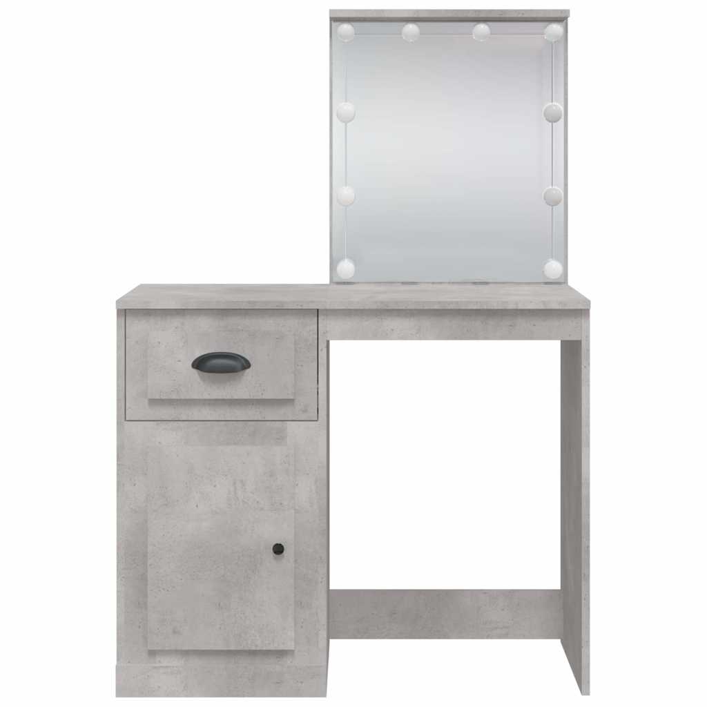Toaletni stolić s LED svjetlima siva boja betona 90x42x132,5 cm