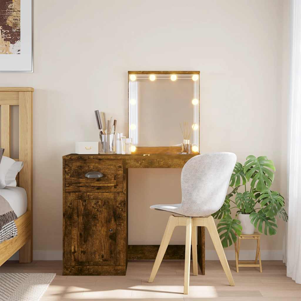 Toaletni stolić LED boja dimljenog hrasta 90 x 42 x 132,5 cm