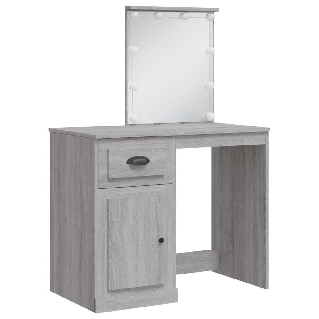 Toaletni stolić s LED svjetlima sivog sonome 90x42x132,5 cm