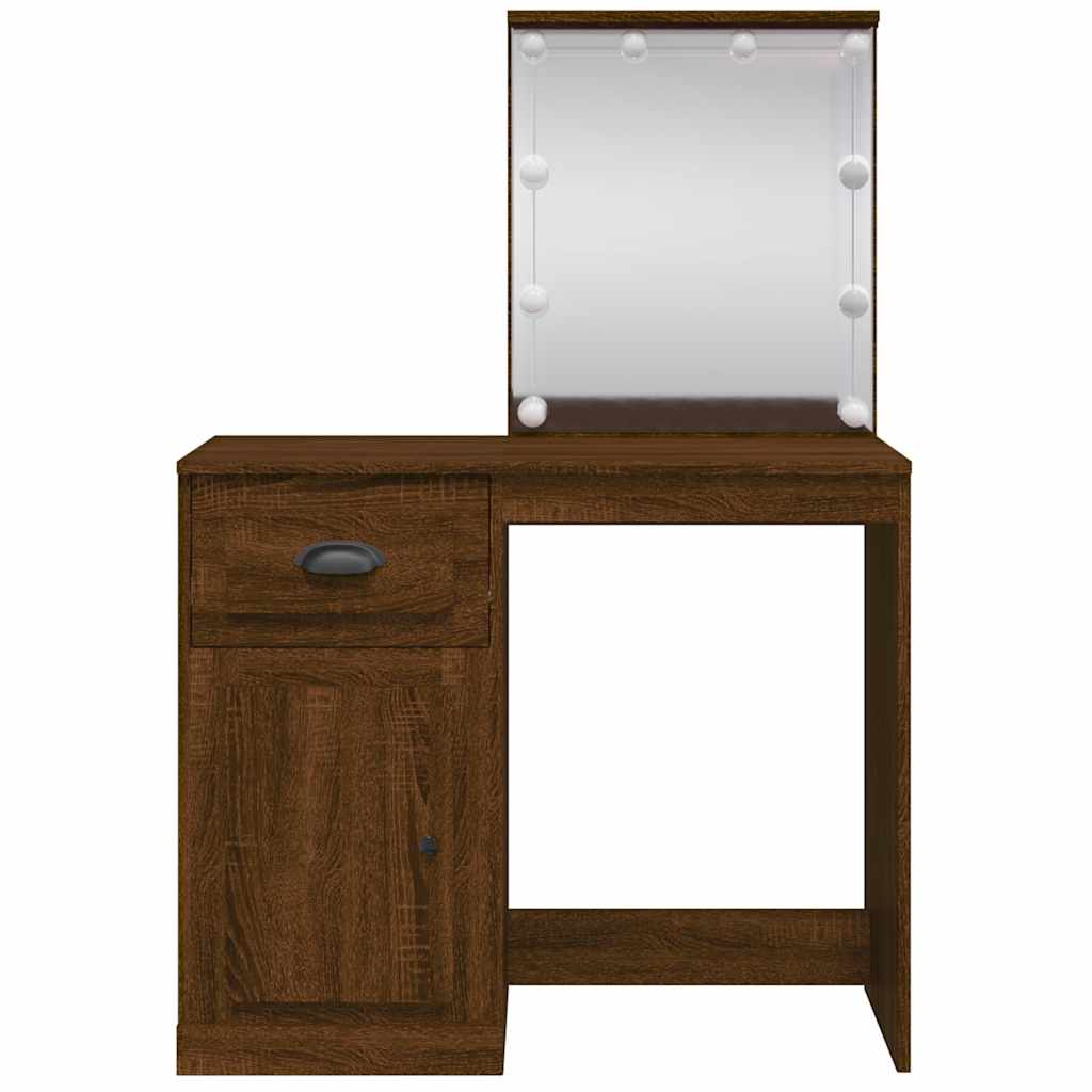 Toaletni stolić LED smeđa boja hrasta 90 x 42 x 132,5 cm