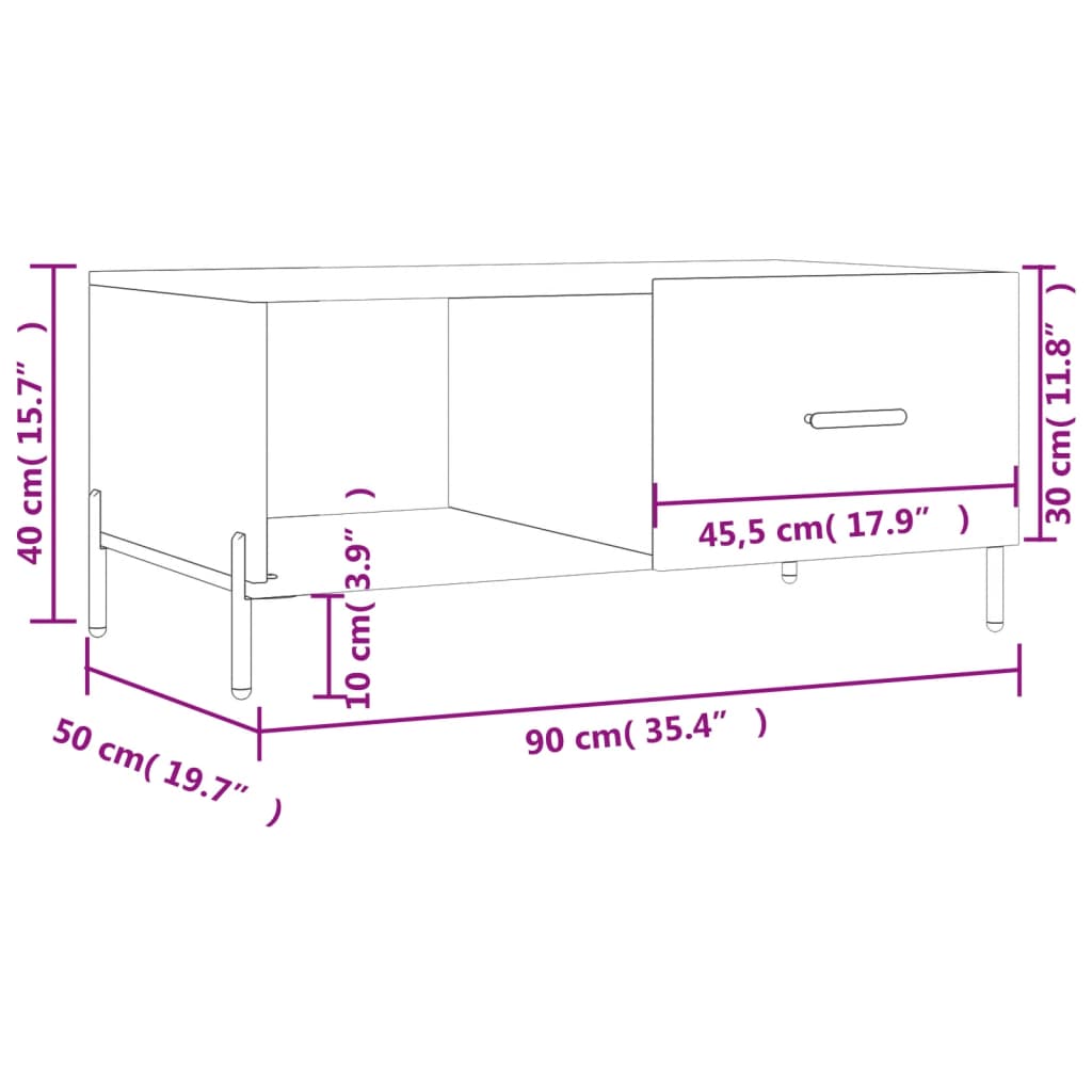 Stolić za kavu Smeđa hrasta 90x50x40 cm konstruirano drvo