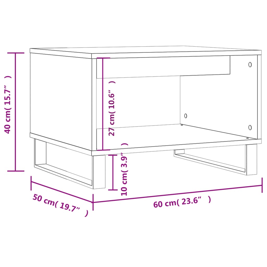 Stolić za kavu bijeli 60 x 50 x 40 cm od konstruiranog drva