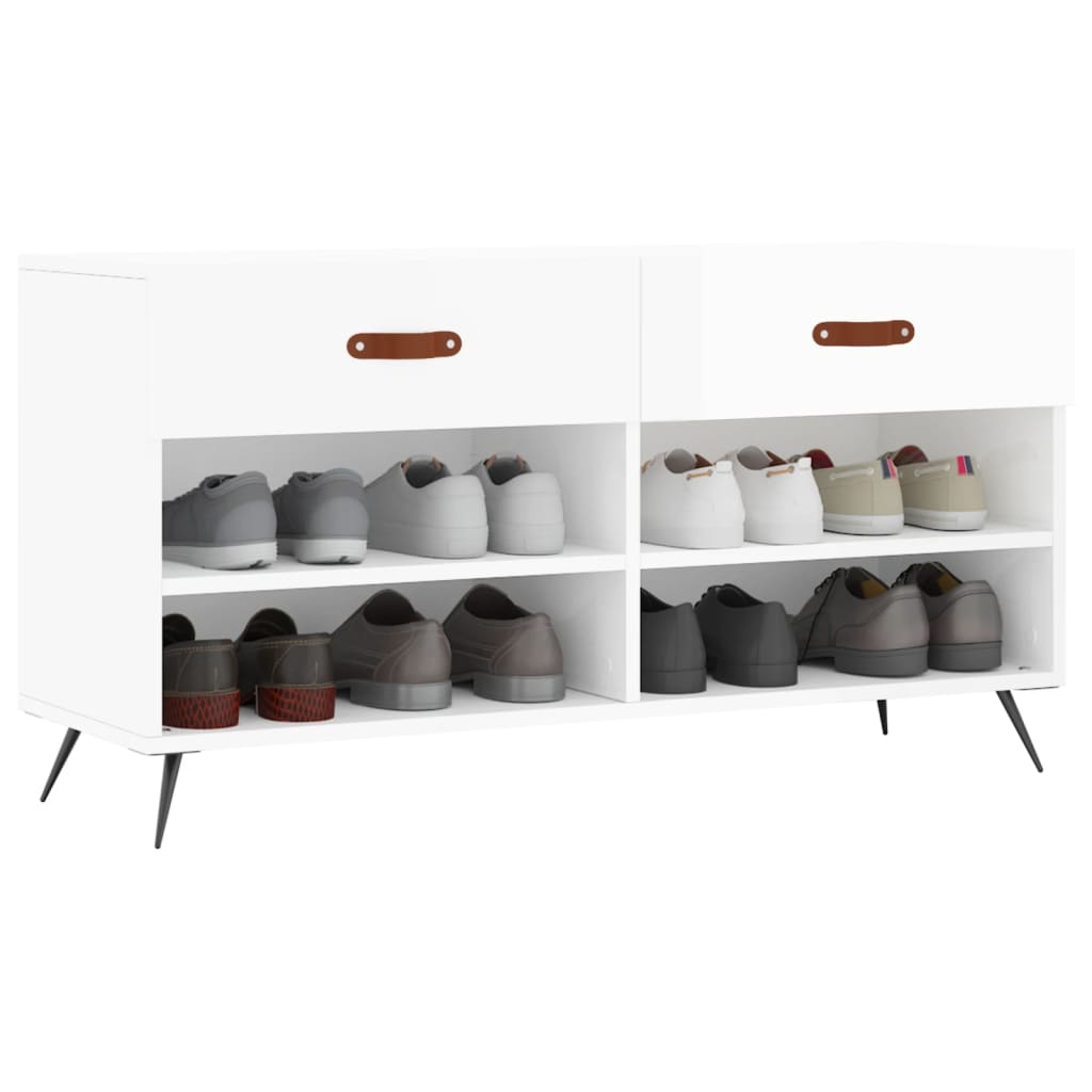 Klupa za cipele sjajna bijela 102x35x55 cm konstruirano drvo