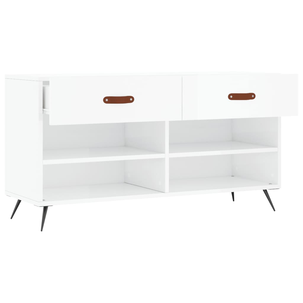 Klupa za cipele sjajna bijela 102x35x55 cm konstruirano drvo