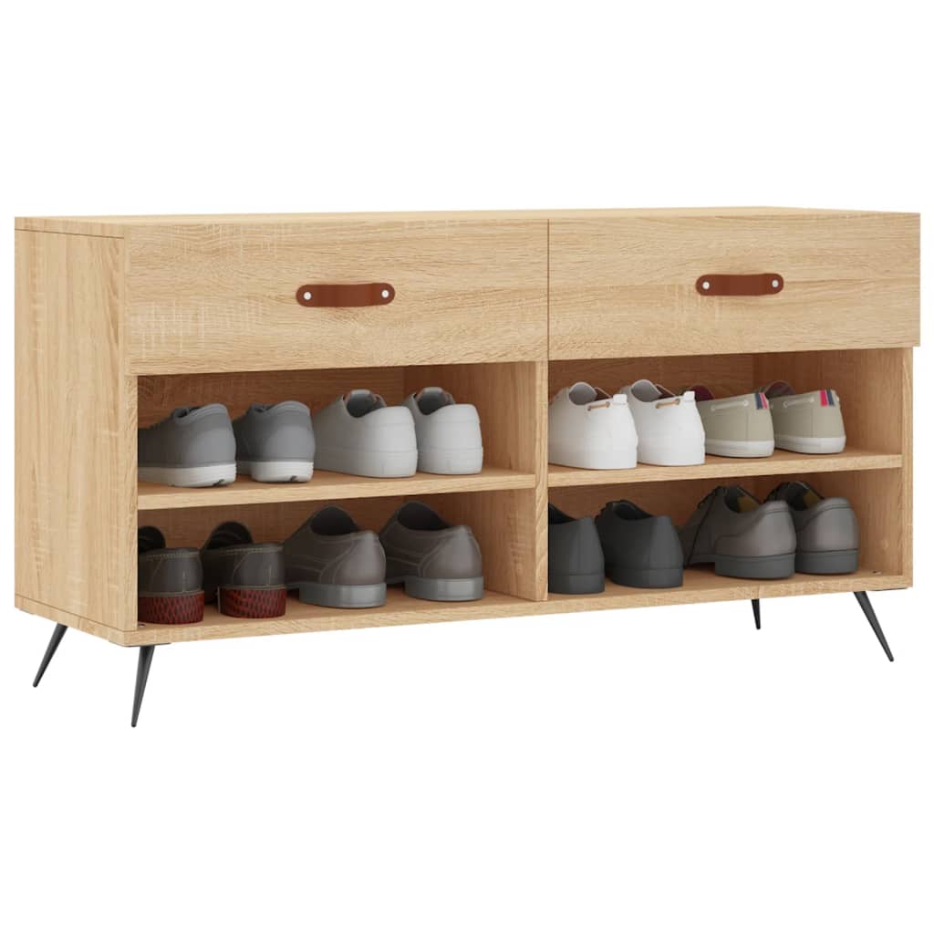 Klupa za cipele boja hrasta 102 x 35 x 55 cm konstruirano drvo