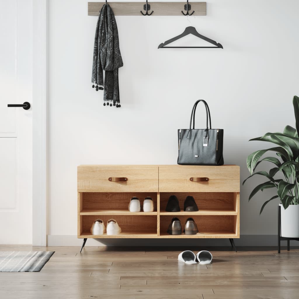 Klupa za cipele boja hrasta 102 x 35 x 55 cm konstruirano drvo