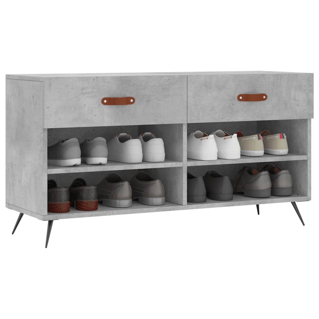 Klupa za cipele siva boja betona 102x35x55 cm konstruirano drvo