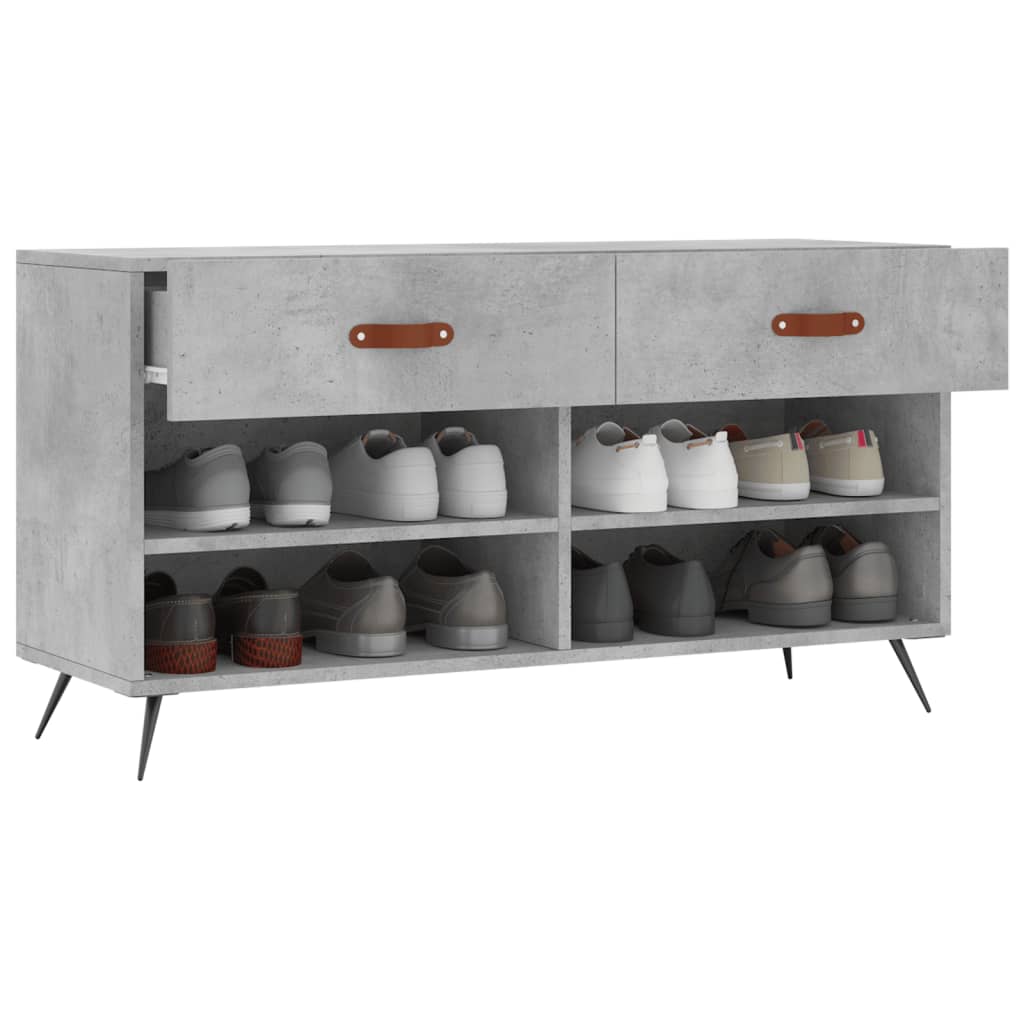 Klupa za cipele siva boja betona 102x35x55 cm konstruirano drvo