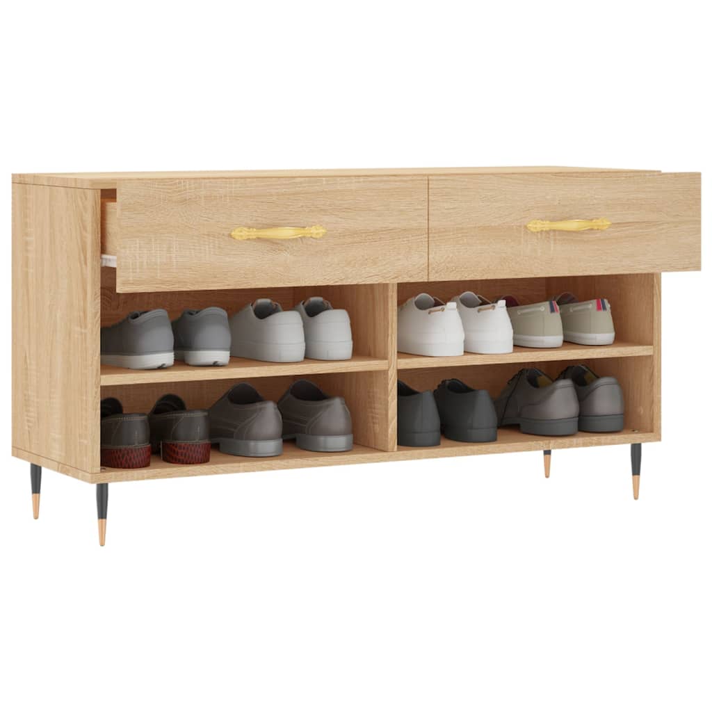Klupa za cipele boja hrasta 102 x 35 x 55 cm konstruirano drvo