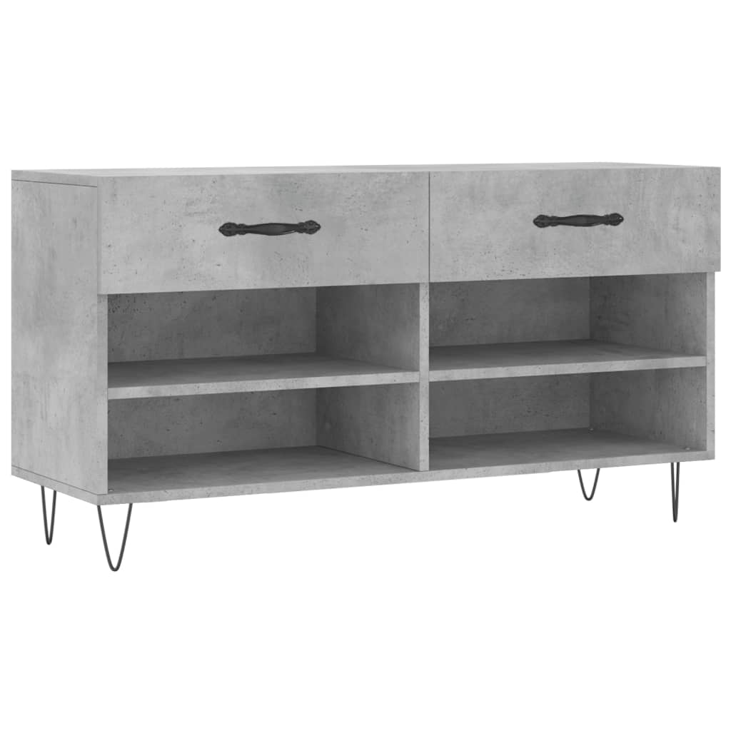 Klupa za cipele siva boja betona 102x35x55 cm konstruirano drvo