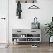 Klupa za cipele siva boja betona 102x35x55 cm konstruirano drvo