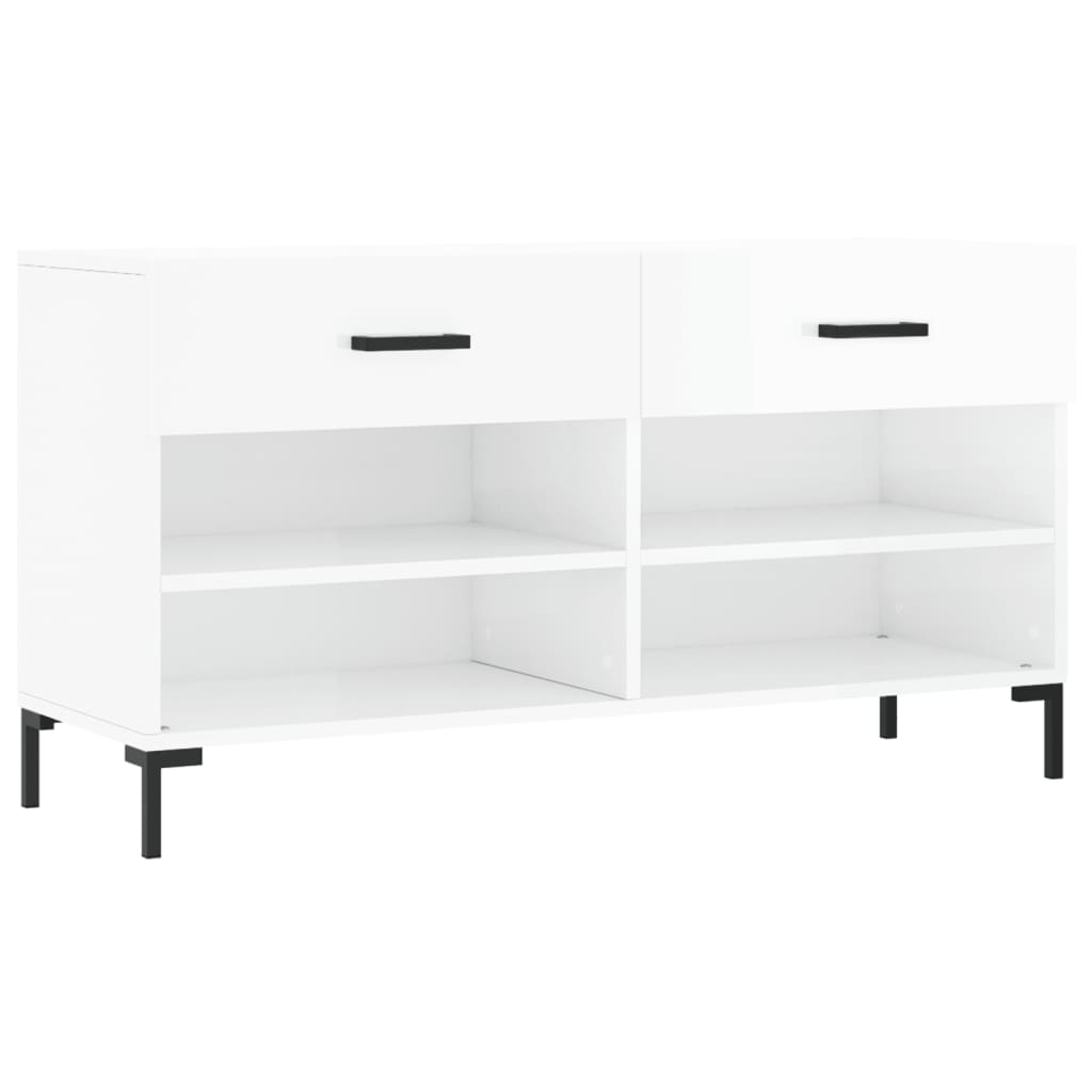 Klupa za cipele sjajna bijela 102x35x55 cm konstruirano drvo
