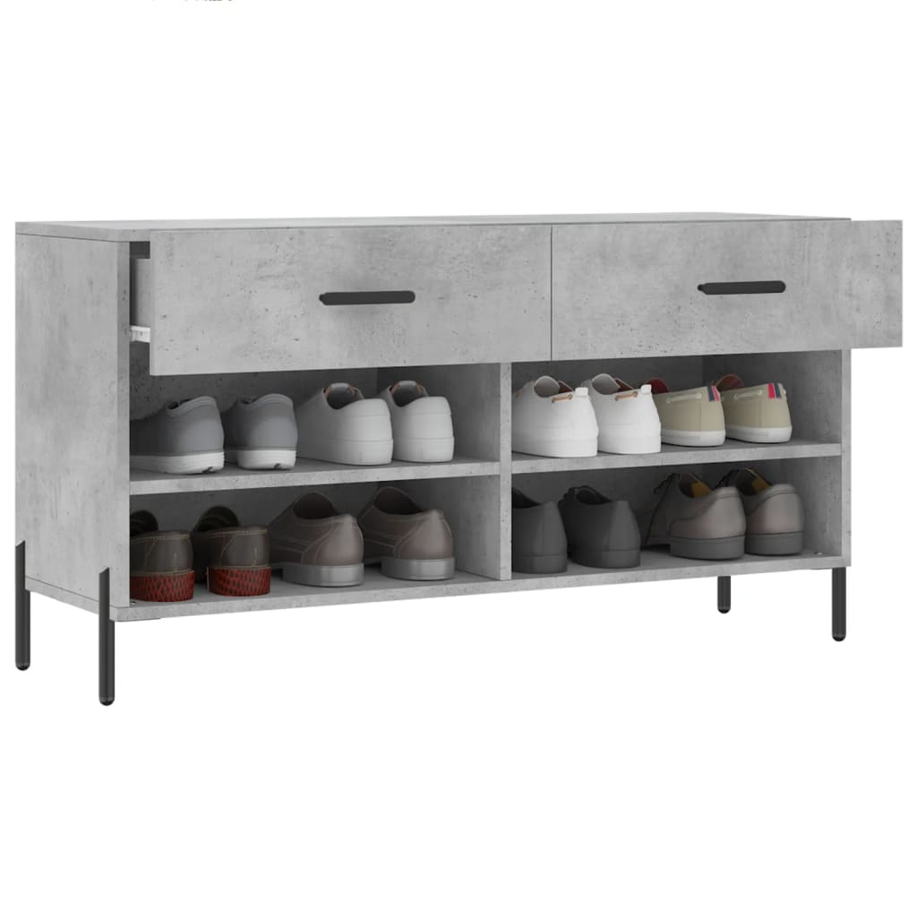 Klupa za cipele siva boja betona 102x35x55 cm konstruirano drvo