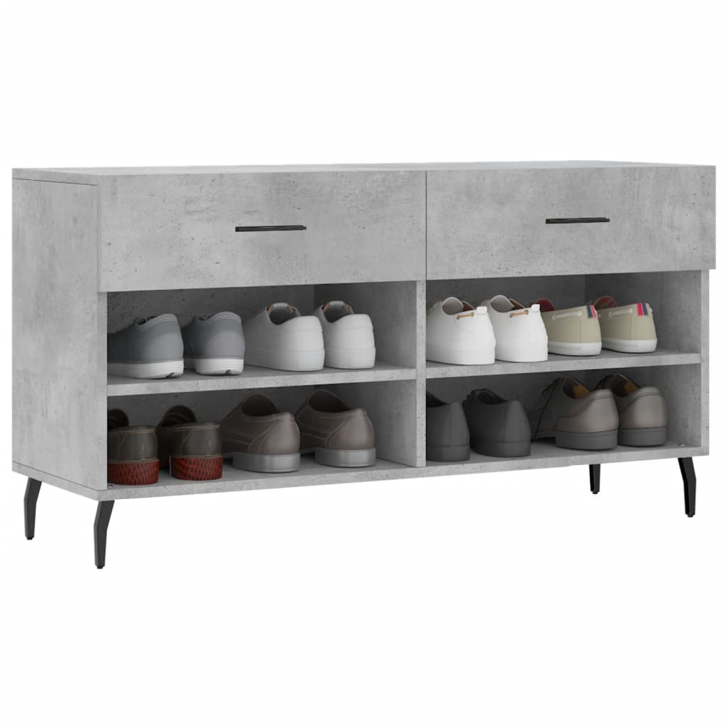 Klupa za cipele siva boja betona 102x35x55 cm konstruirano drvo