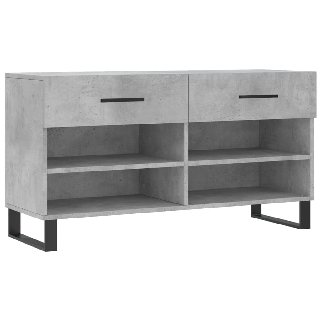 Klupa za cipele siva boja betona 102x35x55 cm konstruirano drvo