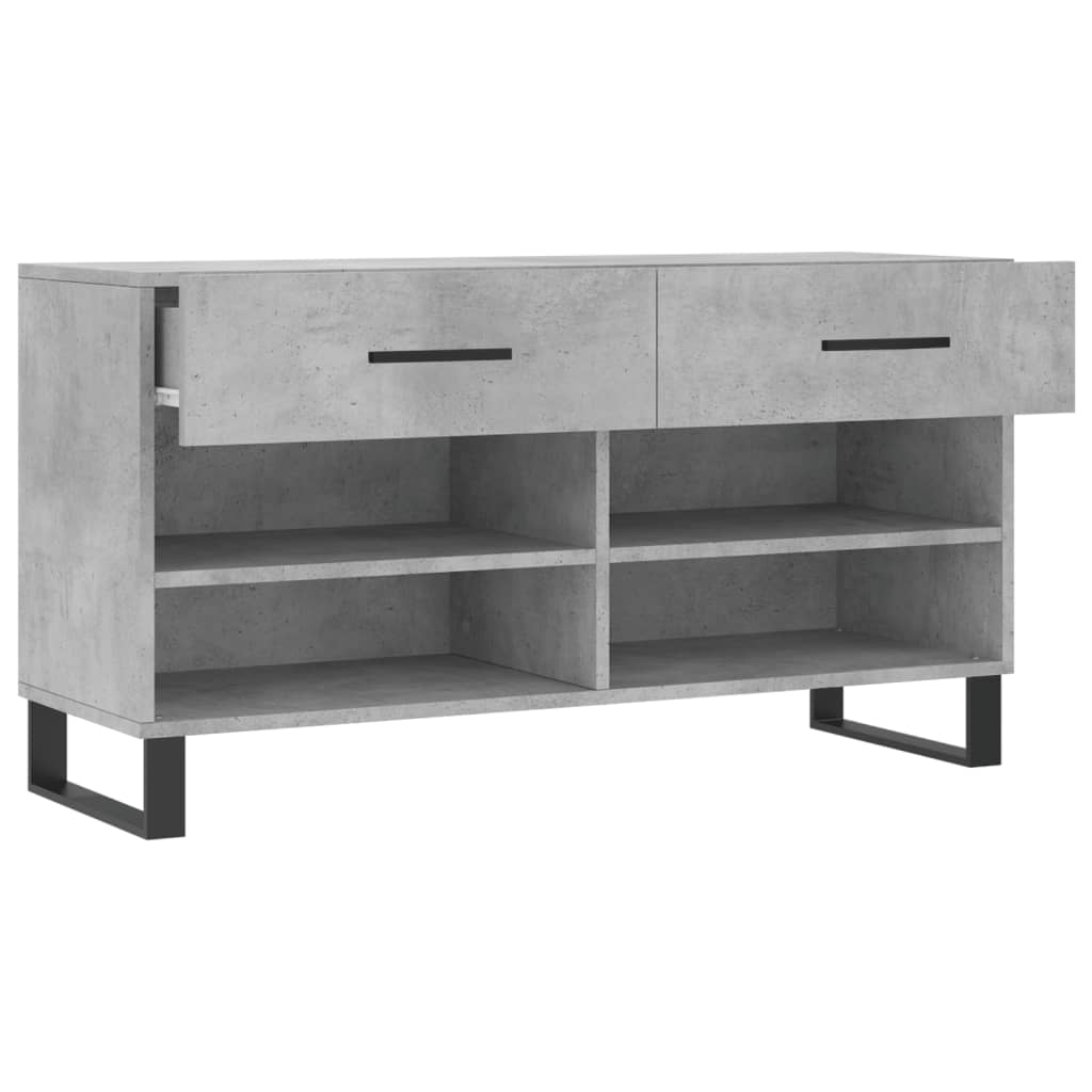 Klupa za cipele siva boja betona 102x35x55 cm konstruirano drvo