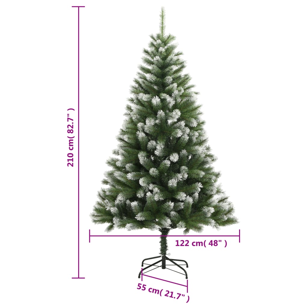 Umjetno božićno drvce sa šarkama i snijegom 210 cm