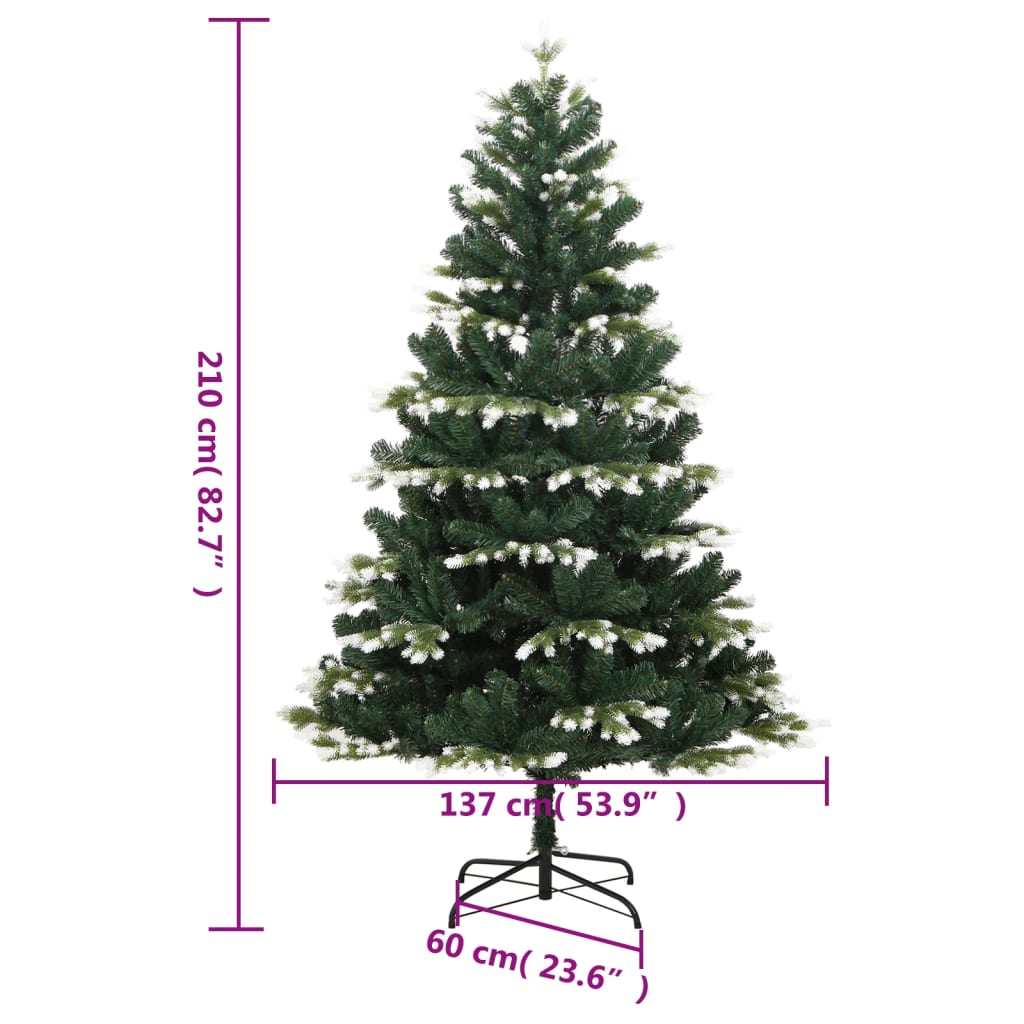 Umjetno božićno drvce sa šarkama i snijegom 210 cm