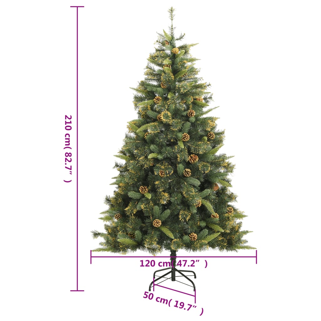 Umjetno božićno drvce sa šarkama i šiškama 210 cm