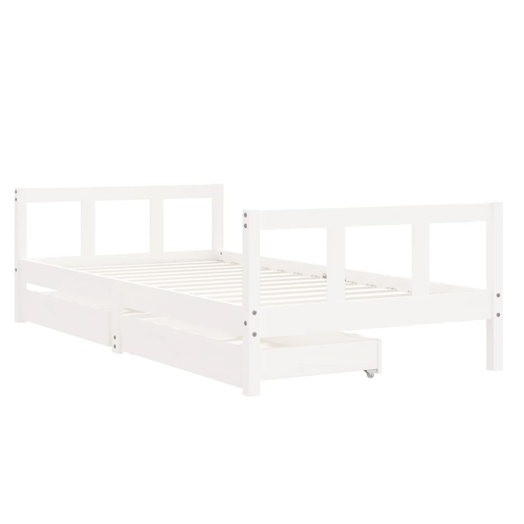 Okvir za dječji krevet s ladicama bijeli 90x190 cm od borovine
