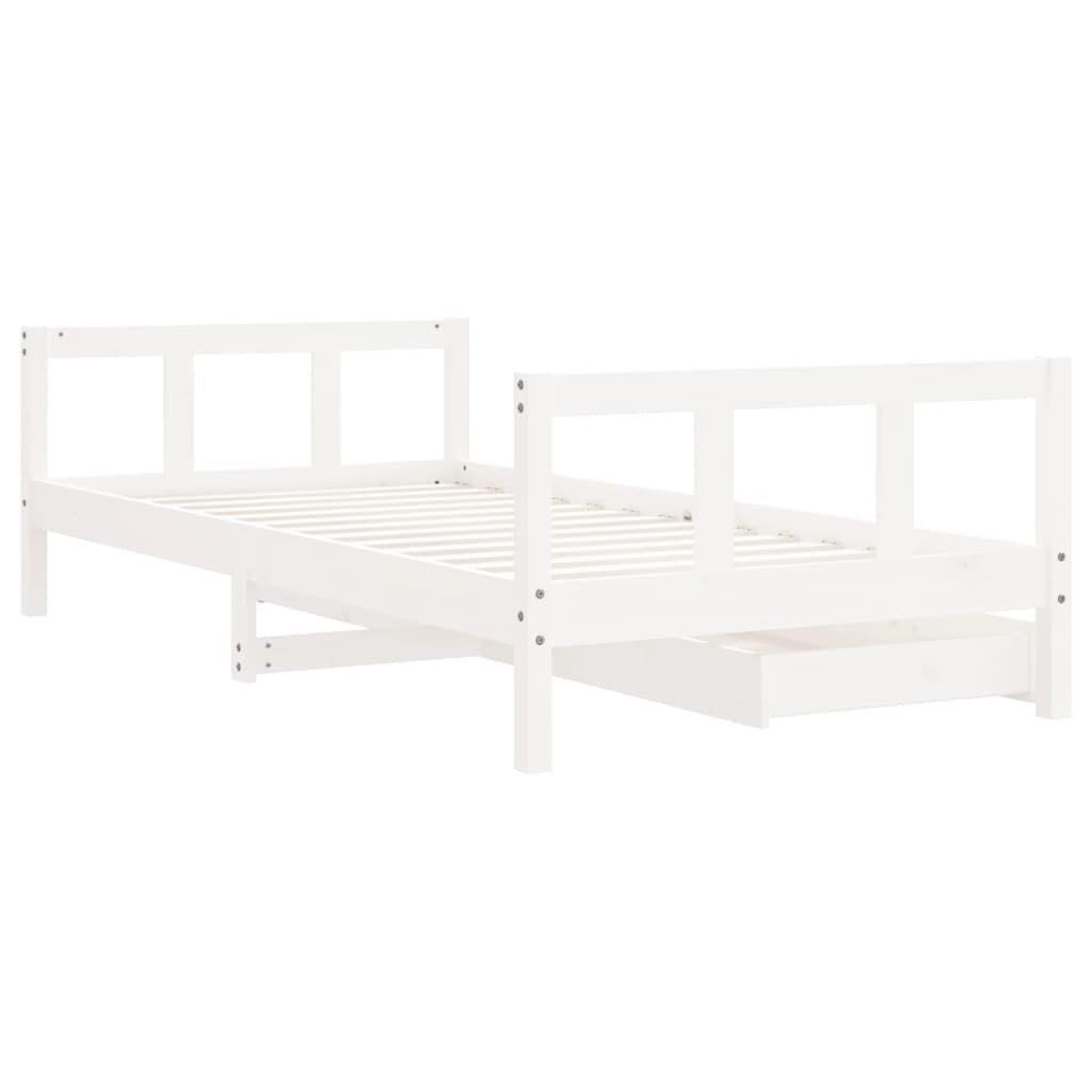 Okvir za dječji krevet s ladicama bijeli 90x190 cm od borovine