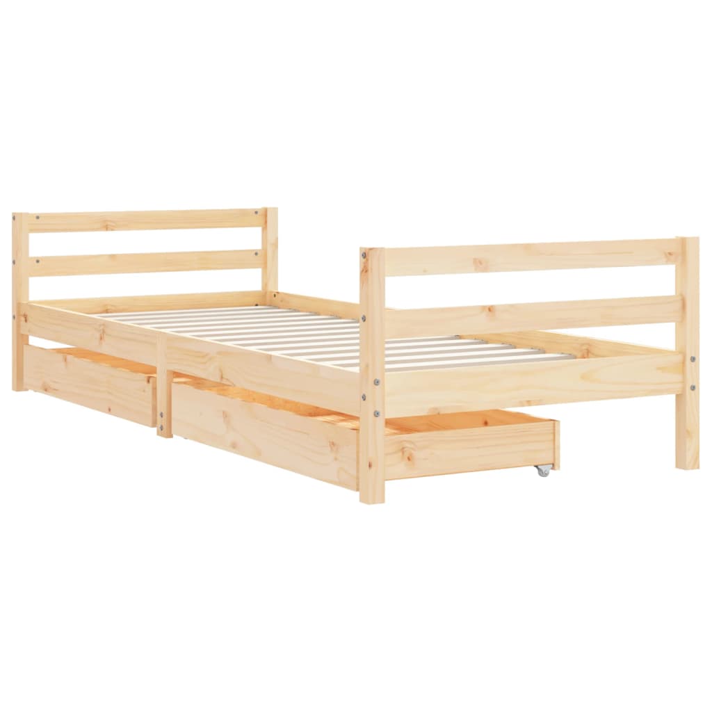 Okvir za dječji krevet s ladicama 80 x 200 cm masivna borovina