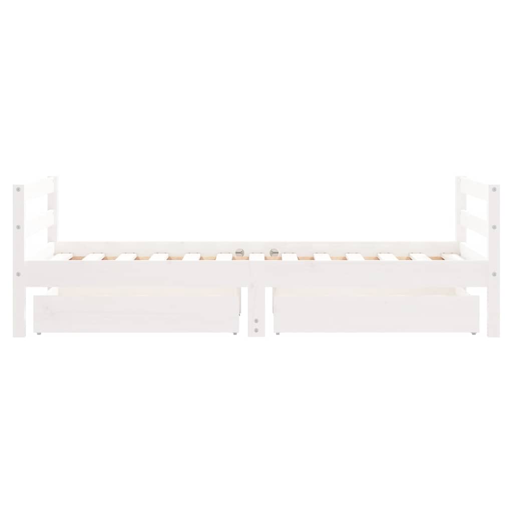Okvir za dječji krevet s ladicama bijeli 80x160 cm od borovine