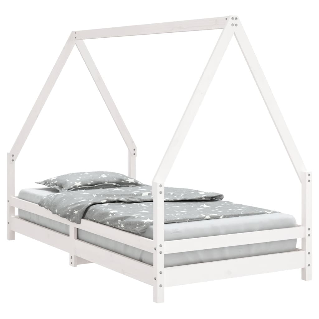 Okvir za dječji krevet bijeli 90 x 190 cm od masivne borovine