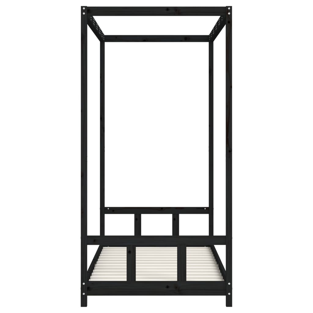 Okvir za dječji krevet crni 90 x 190 cm od masivne borovine