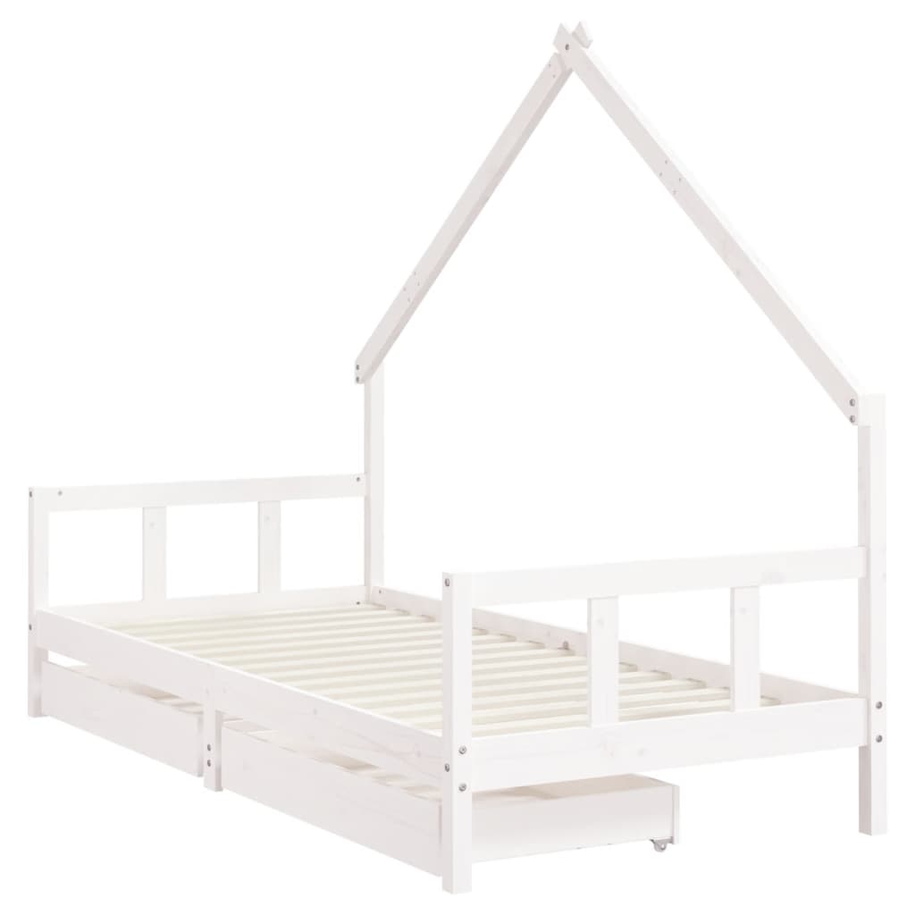 Okvir za dječji krevet s ladicama bijeli 90x190 cm od borovine