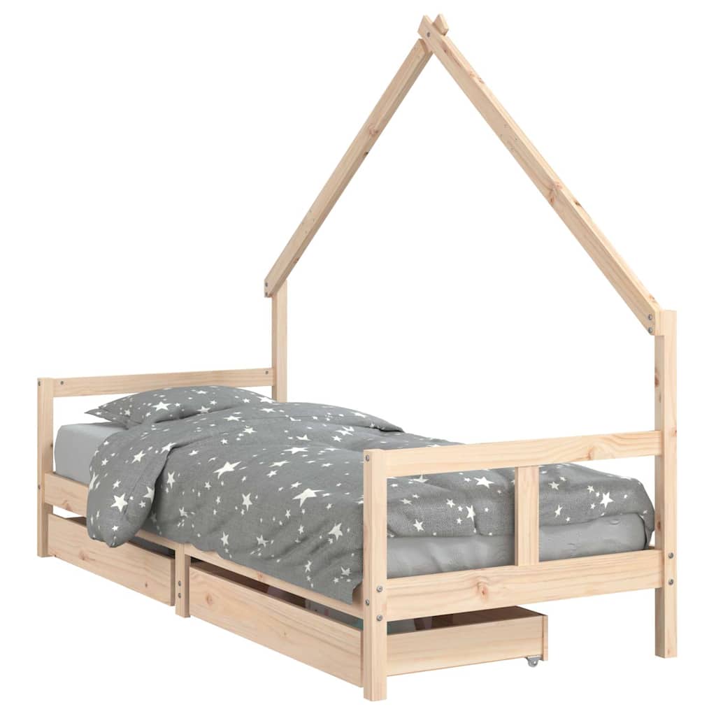 Okvir za dječji krevet s ladicama 80 x 200 cm masivna borovina