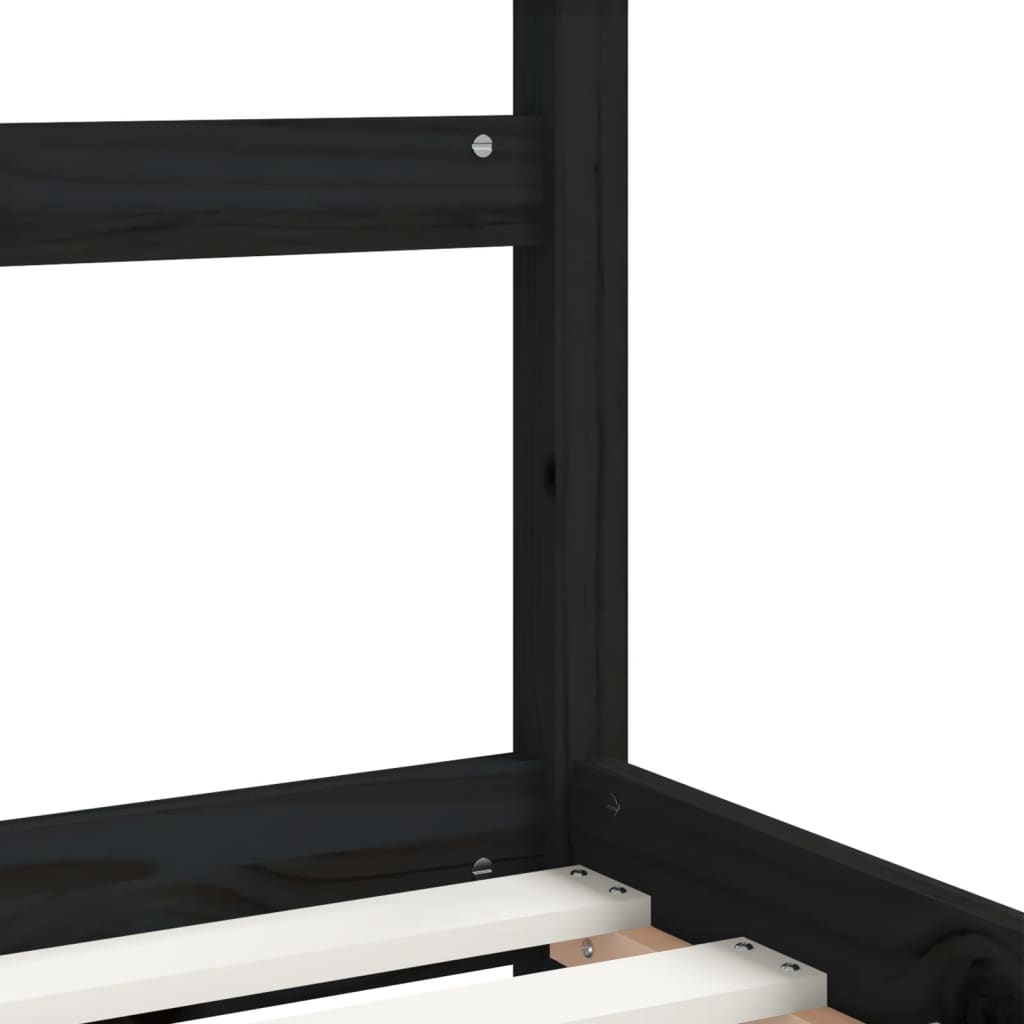 Okvir za dječji krevet crni 80 x 160 cm od masivne borovine