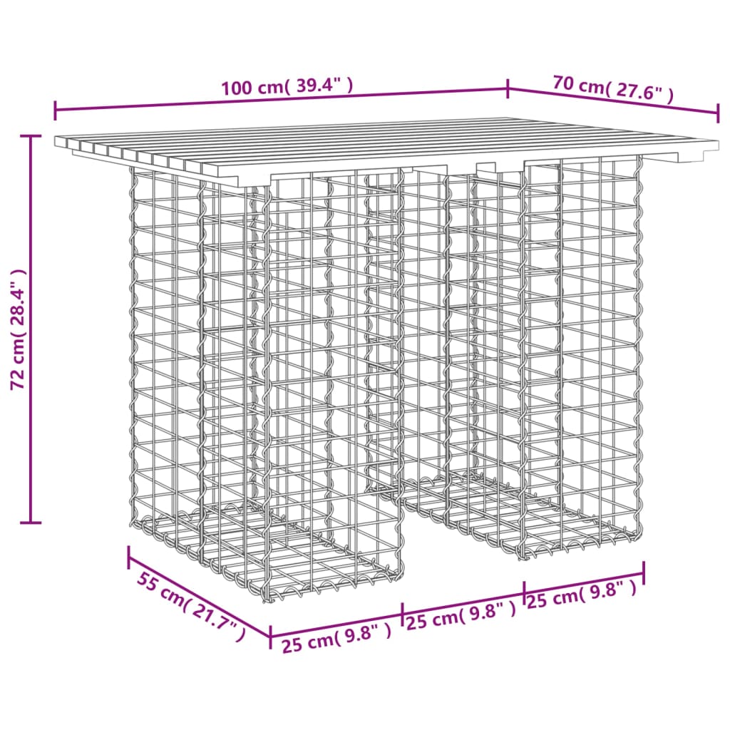 Vrtni stol Gabion dizajn 100x70x72 cm Masivno drvo Bor