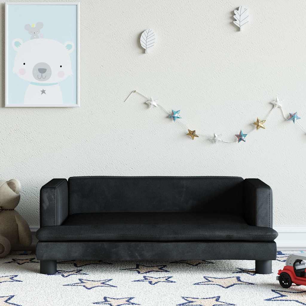 Dječja fotelja crna 80 x 45 x 30 cm baršunasta