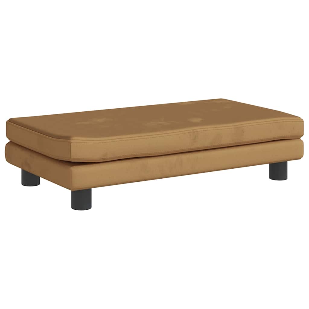 Dječja fotelja s tabureom smeđa 100 x 50 x 30 cm baršunasta