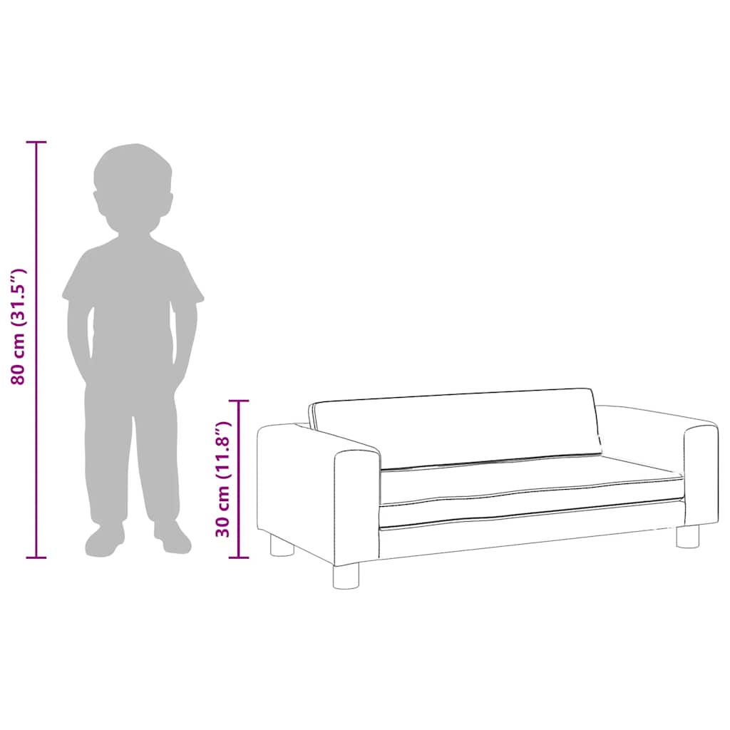 Dječja sofa s tabureom krem 100 x 50 x 30 cm od umjetne kože