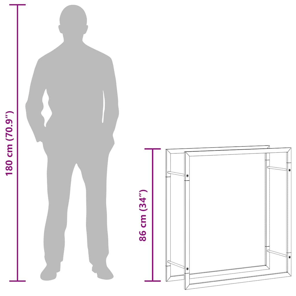 Stalak za drva za ogrjev 80x28x86 cm od nehrđajućeg čelika