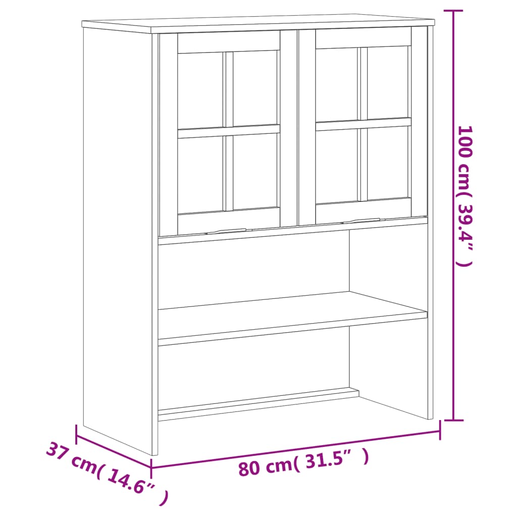 Visoka komoda sa staklenim vratima FLAM 80x40x180 cm borovina
