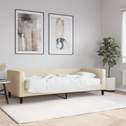Dnevni krevet s madracem krem 90 x 200 cm od tkanine